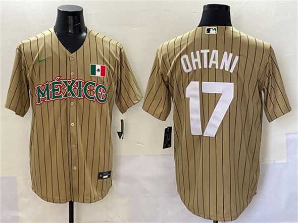 Men%27s Mexico #17 Shohei Ohtani Tan 2023 World Baseball Classic Stitched Jersey